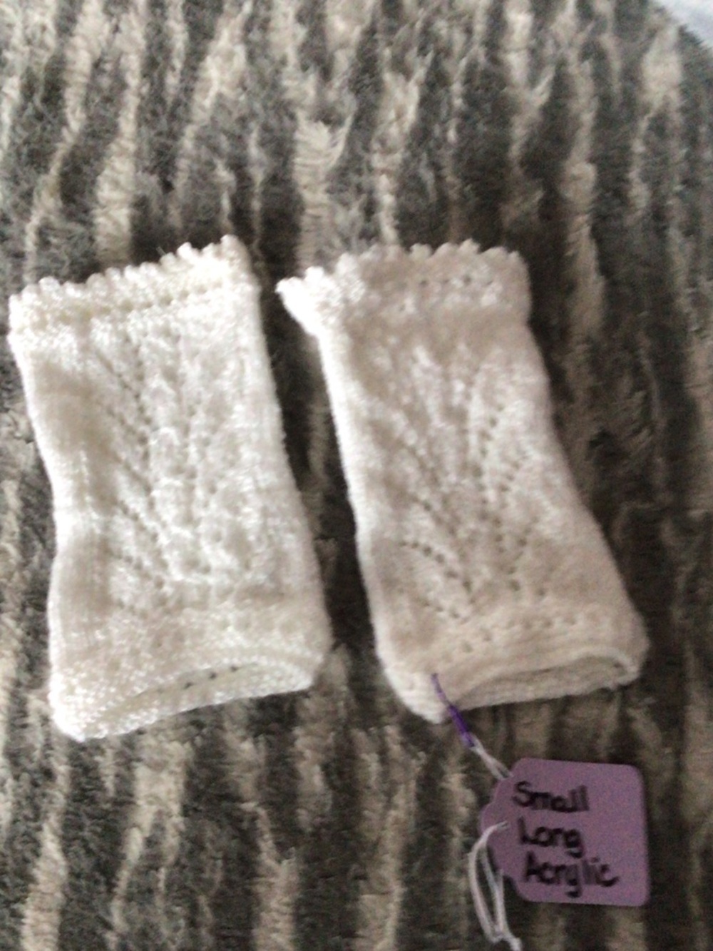 White Knit Lace Wrist Warmers